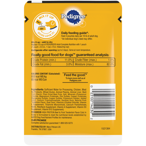 PEDIGREE® High Protein Wet Dog Food Pouches Beef and Pork Tenderloin image 1