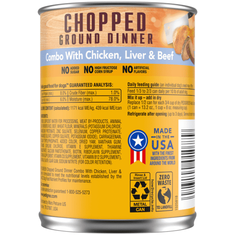 PEDIGREE® Chopped Ground Dinner Combo with Chicken, Beef & Liver Wet Dog Food image 1
