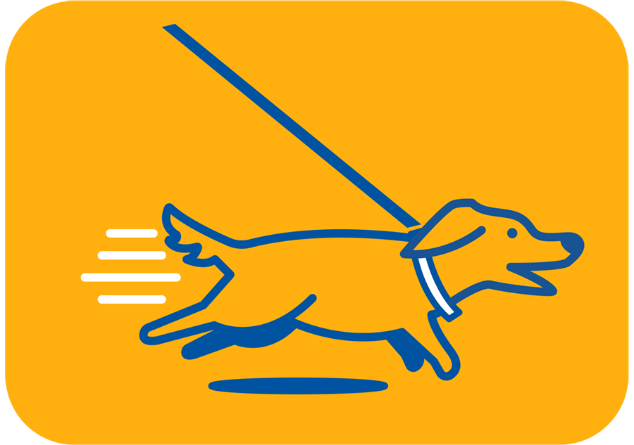 illustration of dog running on leash